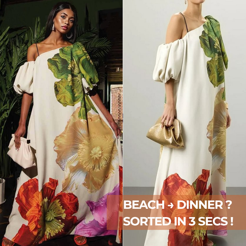 Floral Printed Open Shoulder Maxi Dress