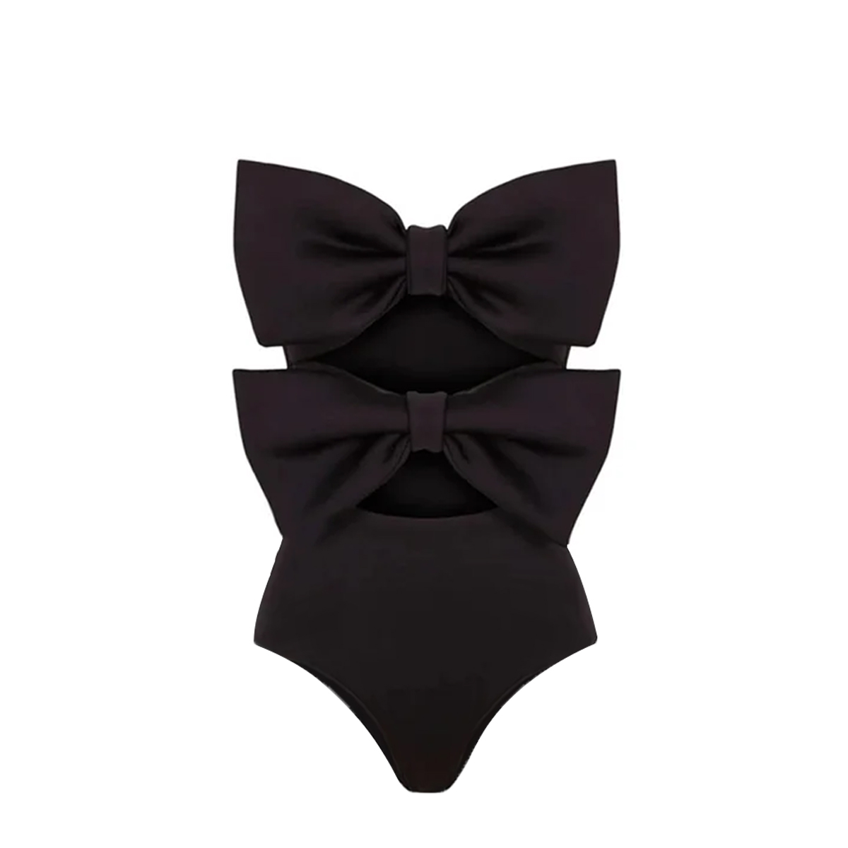 Bandeau Cutout Black One Piece Swimsuit and Skirt Flaxmaker