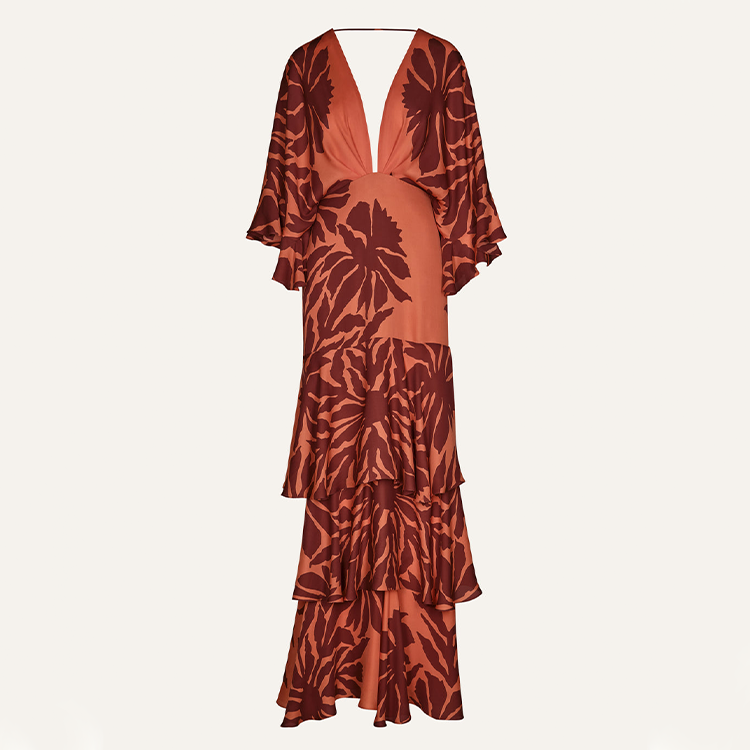 Ruffle Dolman Sleeve Printed Dress