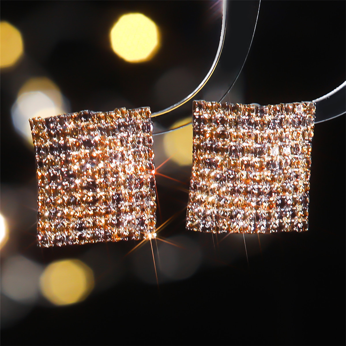 Square Rhinestone Stud Earrings