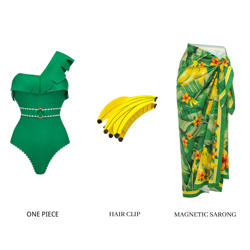 3D leaf-patterned Print Swimsuit Set(s)