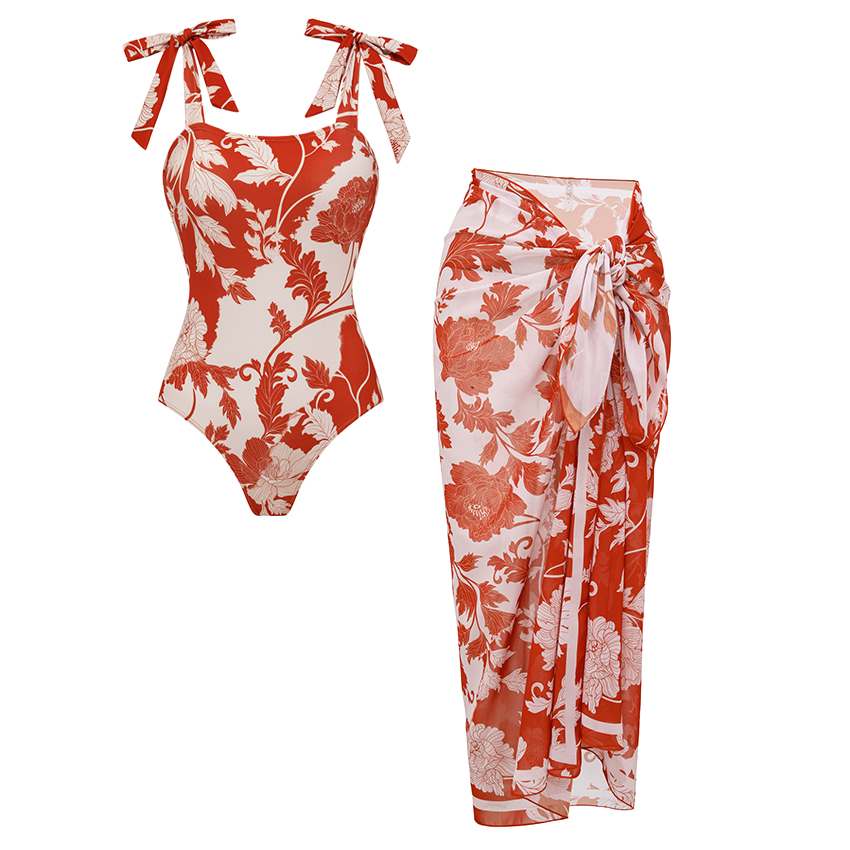 [Copy][Copy][Copy][Copy] Adjustable shoulder straps Green Print Swimsuit Set(s)