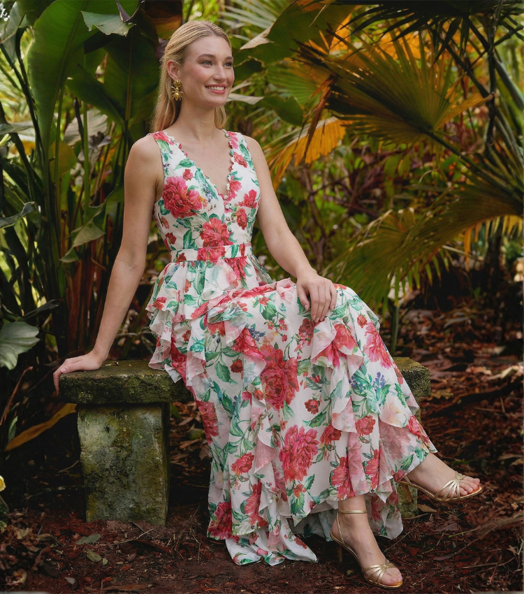 Color-Blocked Blooming Flower Print Swimsuit Set(s)