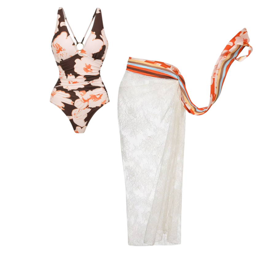 [Copy][Copy][Copy]Blue Floral Print Swimsuit Set(s)