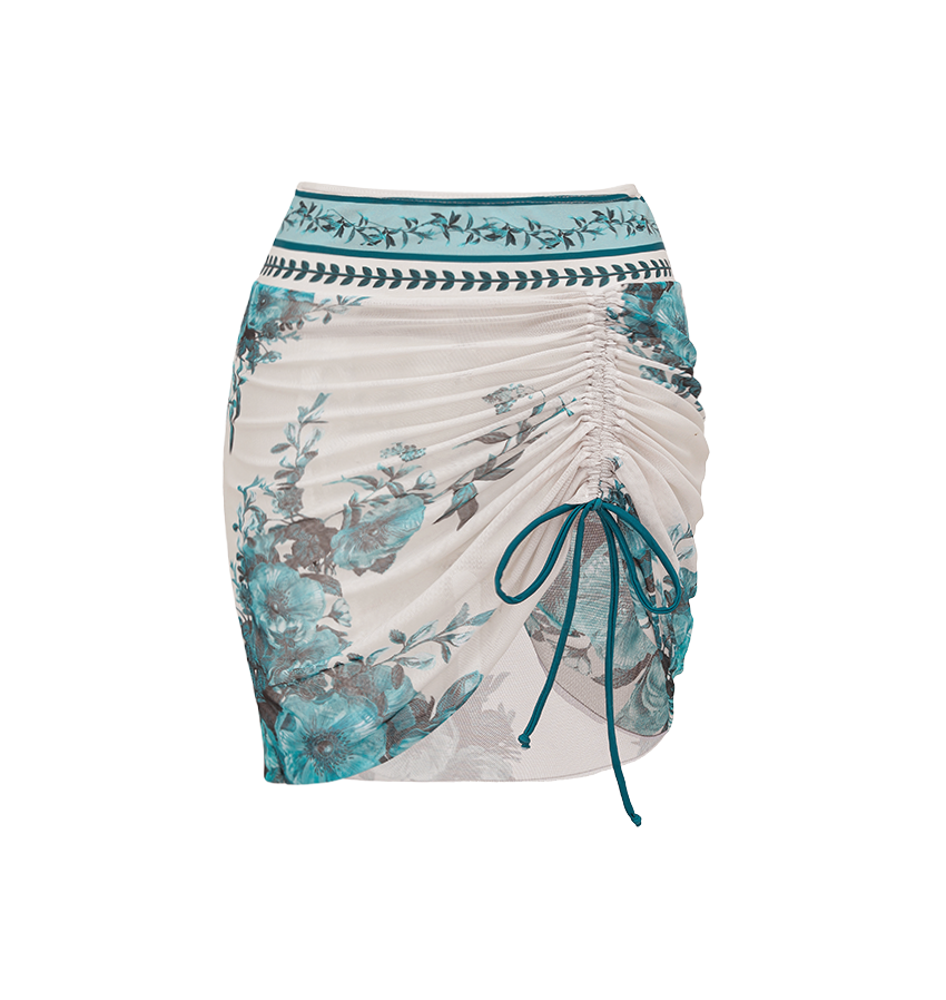 Dark Cyan Botanical Flower Print Swimsuit Set(s)