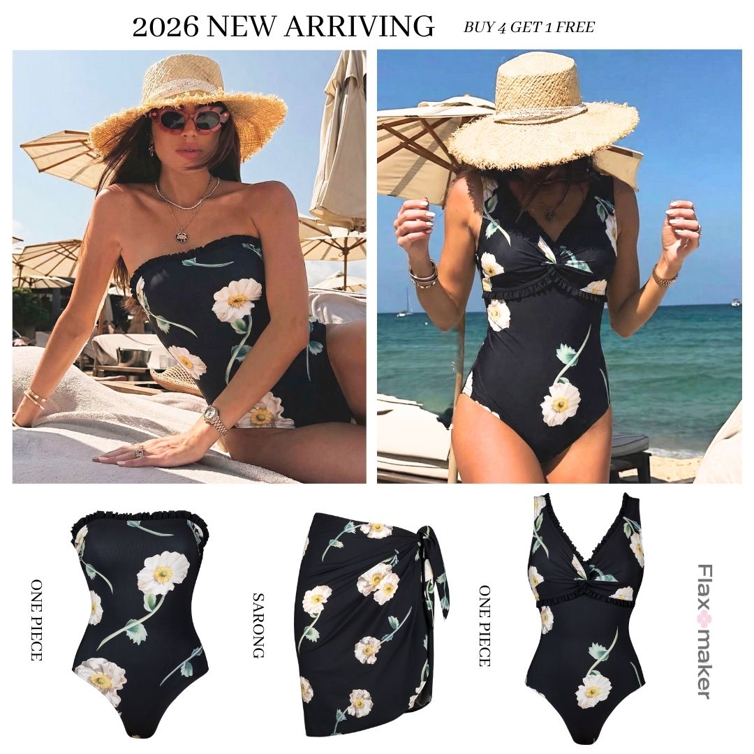 V Neck Frilled Printed Swimsuit Set(s)