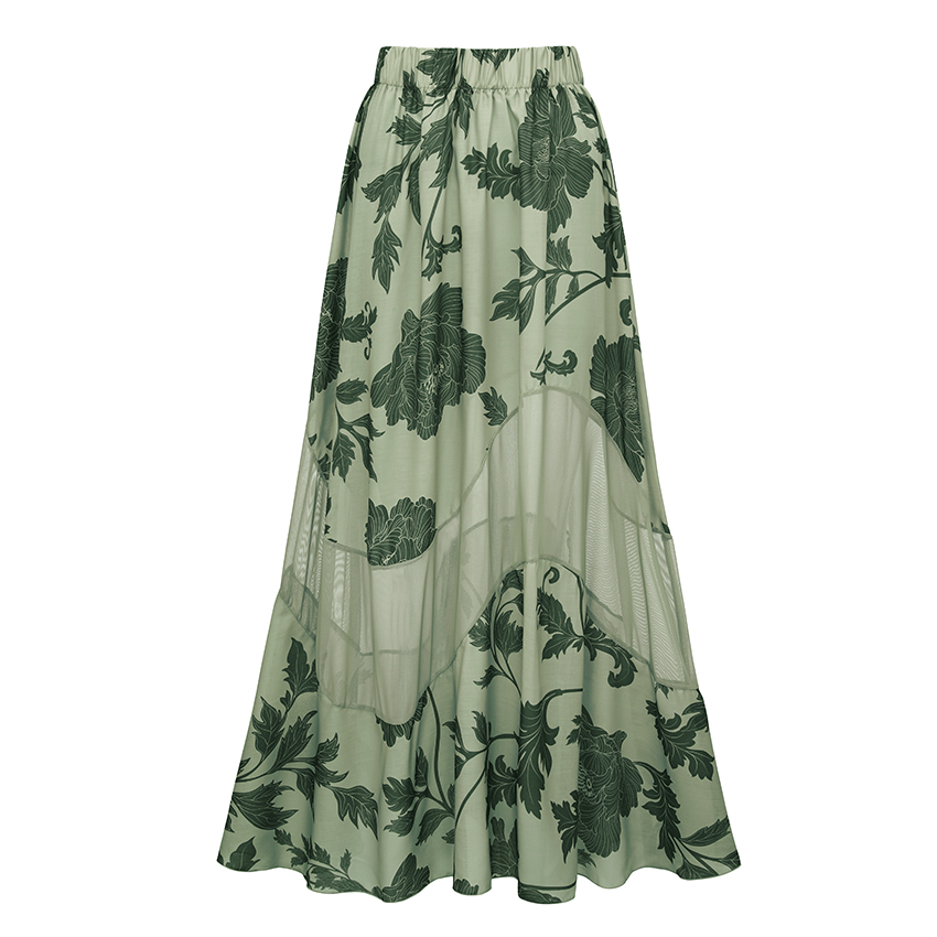 One Shoulder Bow-detailed Green Print Bikini Swimsuit Set(s)