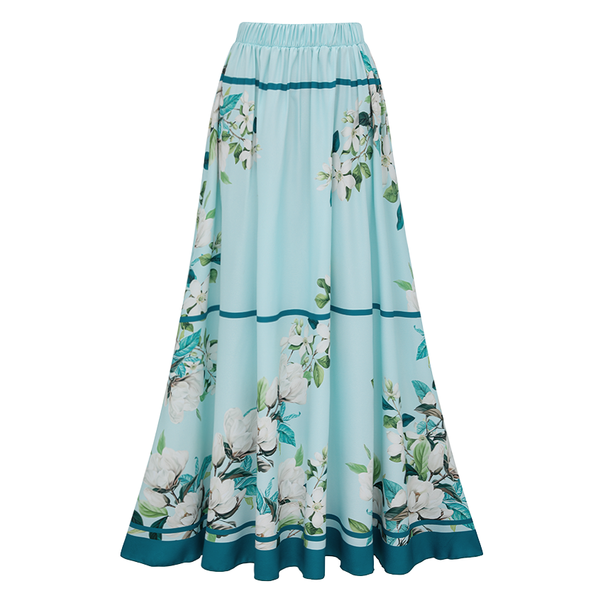 Light Cyan Flower Print Tie-shoulder Swimsuit Set(s)