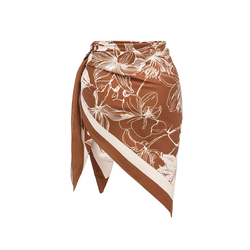 V-neck Brown stripes Print Swimsuit Set(s)