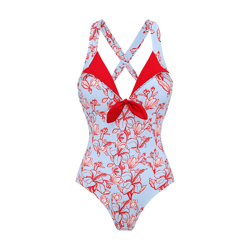 [Copy][Copy][Copy][Copy]Ruffle Medium Blue Flowera Print Swimsuit Set(s)