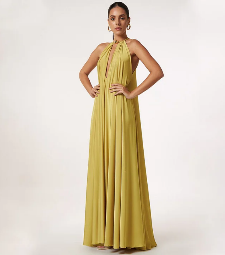 Lace Up Solid Color Maxi Dress