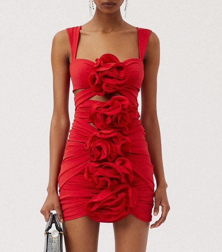 3D Flower Cutout One Piece Swimsuit and Skirt Flaxmaker