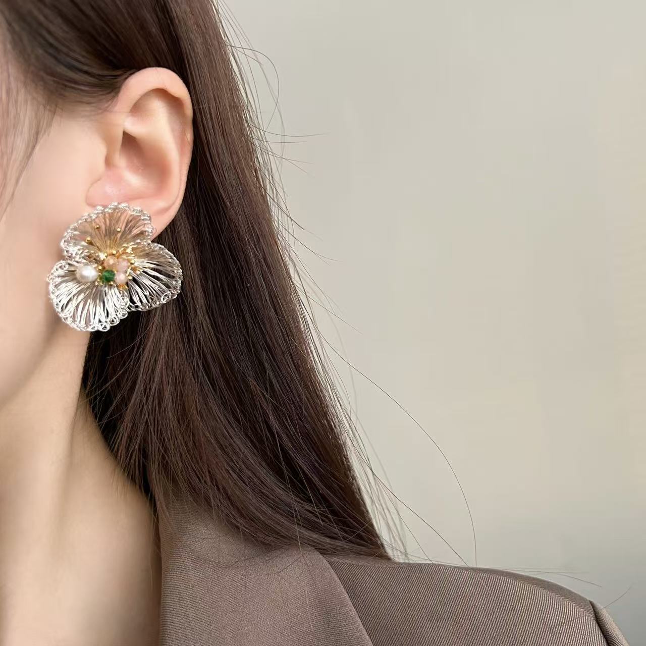 Hand-woven Flower Earrings