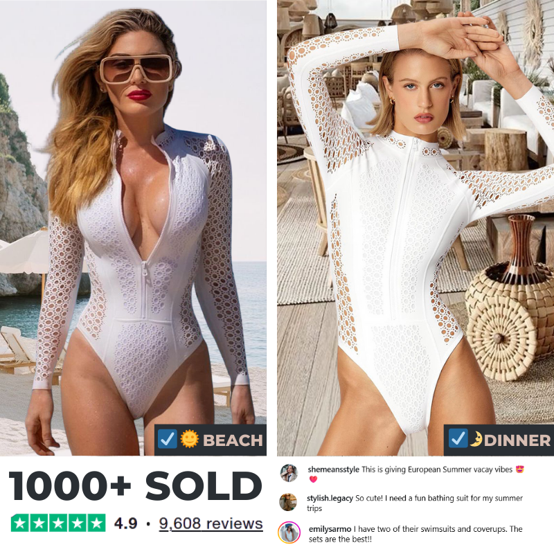 Zip Long Sleeve Cut Out White One Piece Swimsuit Surfsuit