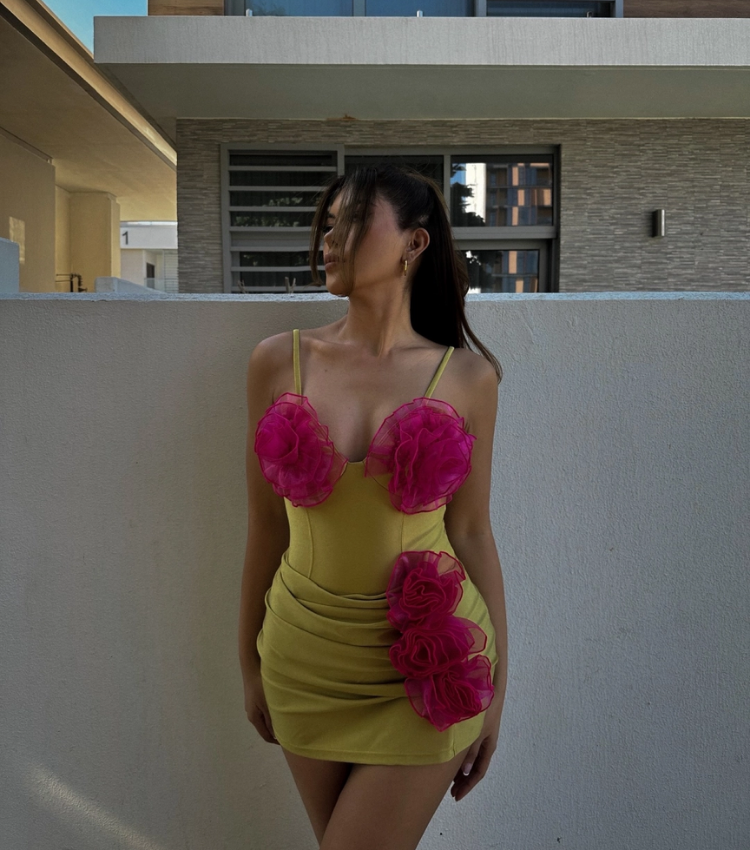 3D Flower Color Block One Piece Swimsuit and Skirt Flaxmaker