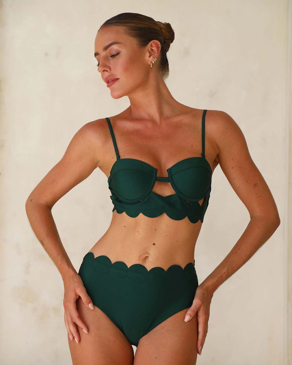 Laser Cutting Circularity Bikini Swimsuit and Split Skirt