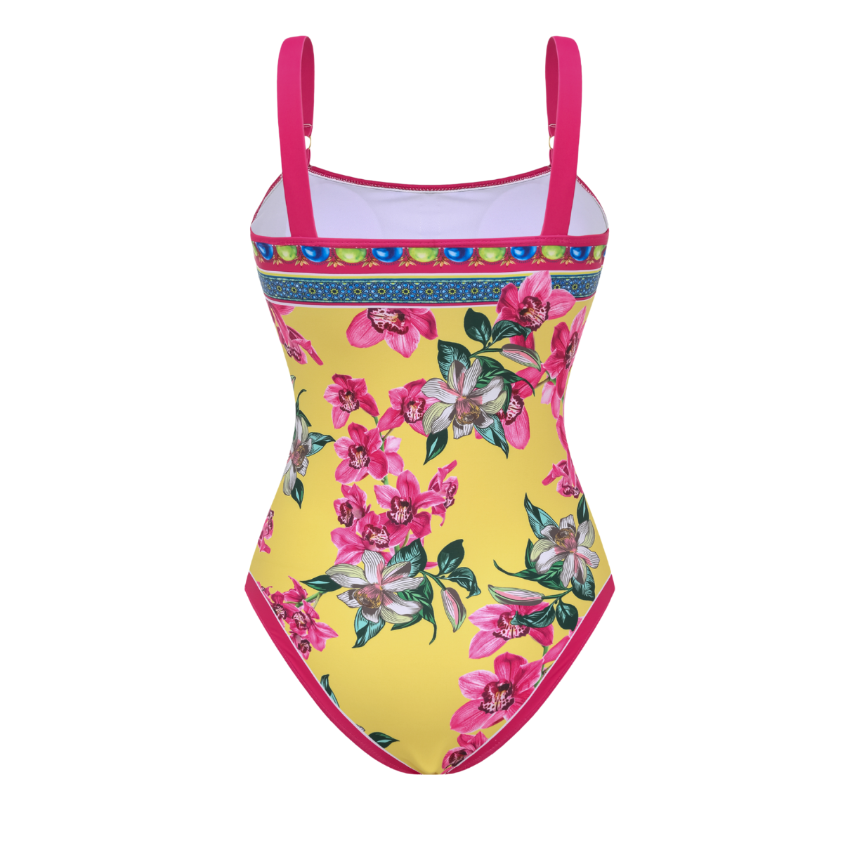 Orchid Print One Piece Swimsuit and Sarong