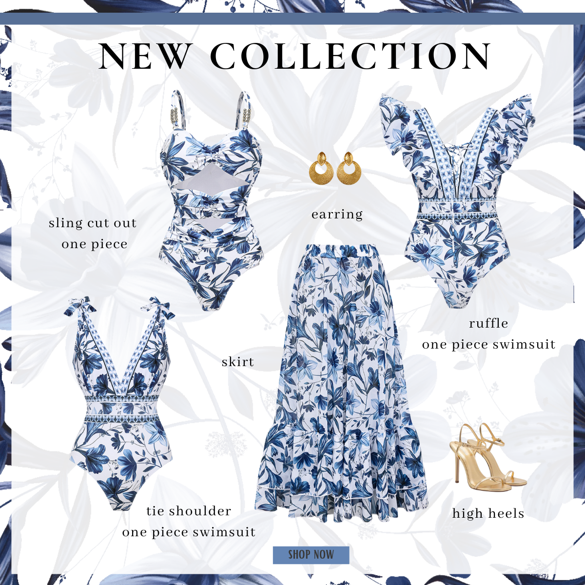 V Neck Ruffle Lace Up Printed One Piece Swimsuit and Skirt