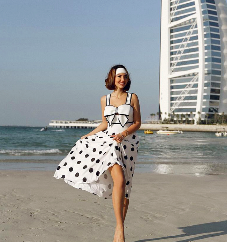 Bow Front Cutout Black and White One Piece Swimsuit and Skirt Flaxmaker