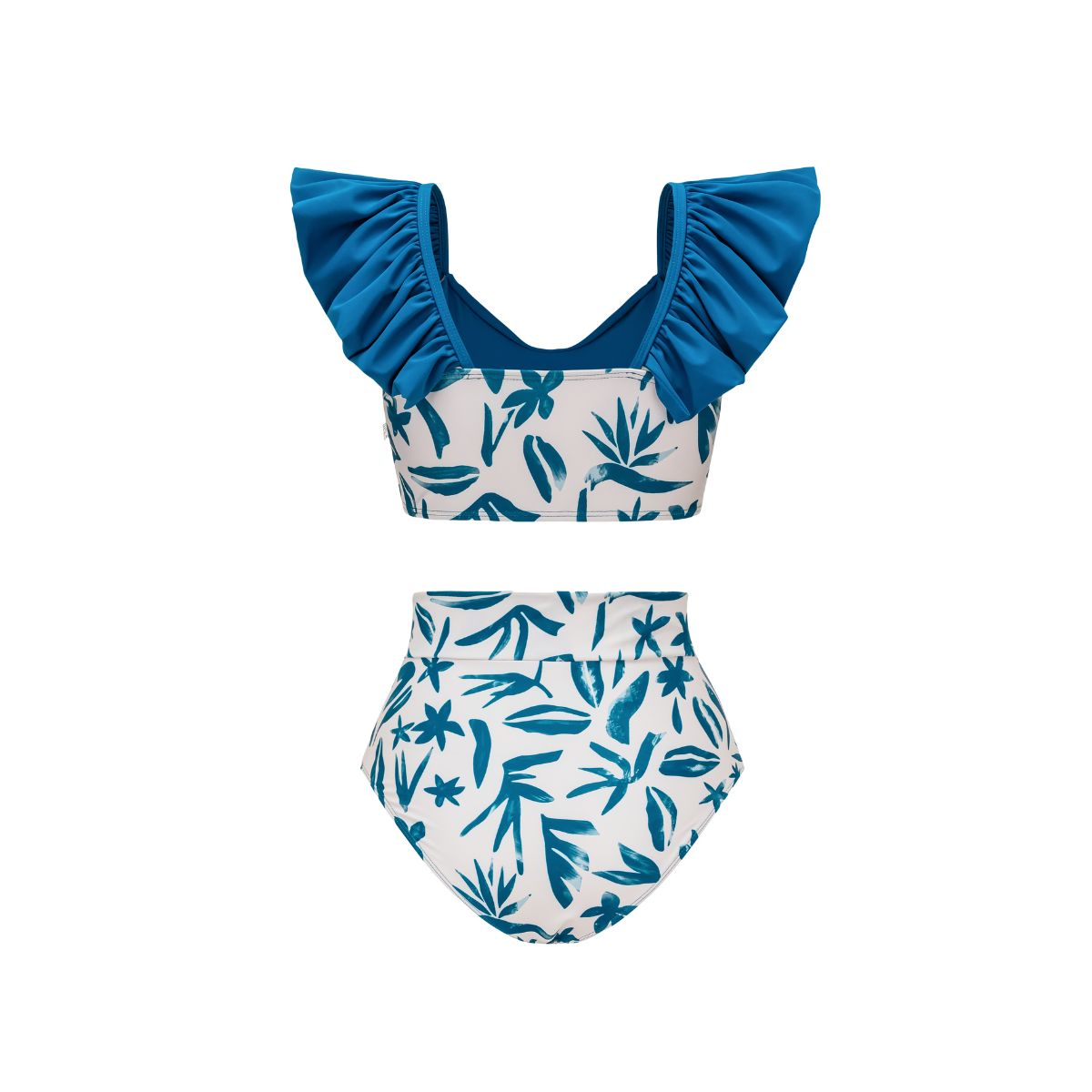 Ruffle Printed Bikini Swimsuit and Sarong