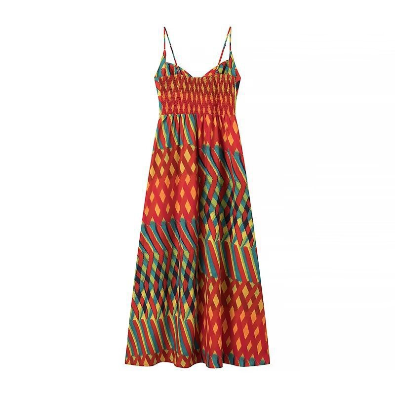 Sling Backless Printed Dress