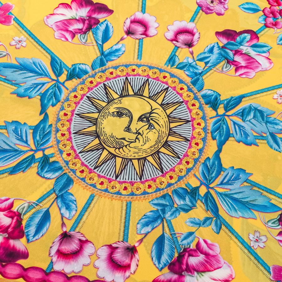 Constellation Flower Print Ruffled Bikini Swimsuit and Sarong