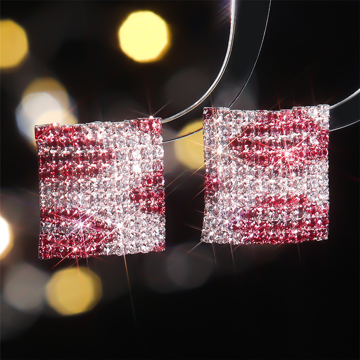 Square Rhinestone Stud Earrings