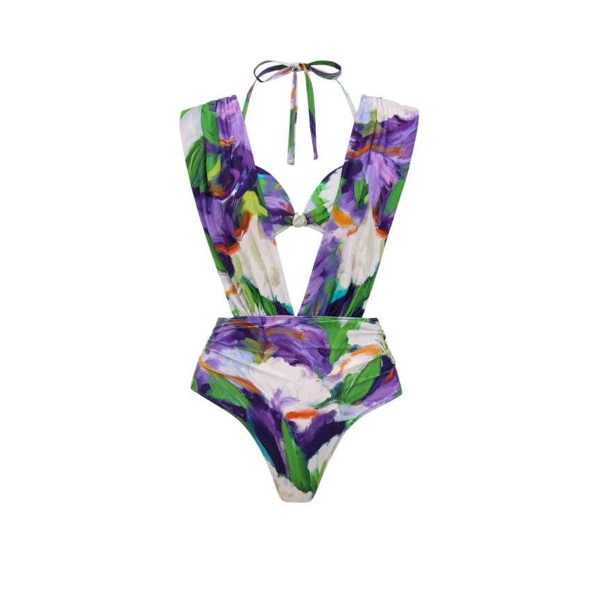 [Copy][Copy][Copy]Tropical banana flower Print Swimsuit Set(s)