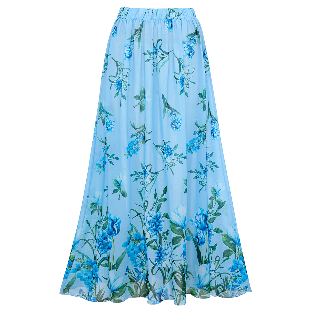 Two Ways Bowknot Floral Printed One Piece Swimsuit and Skirt