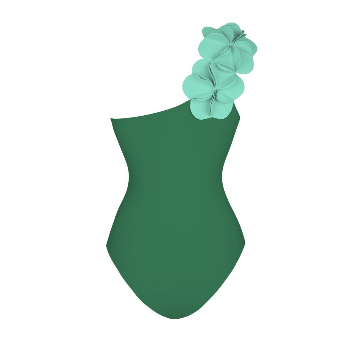 Oblique Shoulder 3D Flower One Piece Swimsuit and Skirt