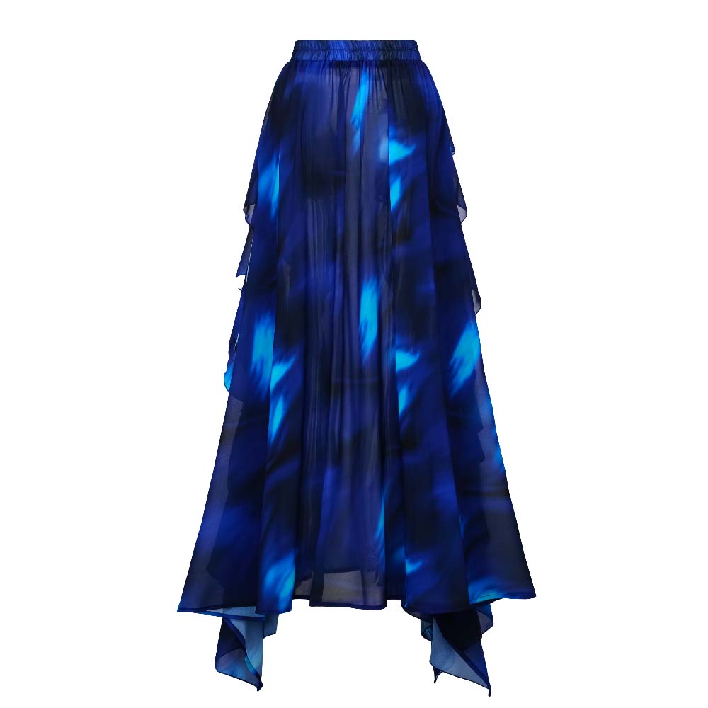 Blue Blooming Ruffle One Piece Swimsuit and Skirt