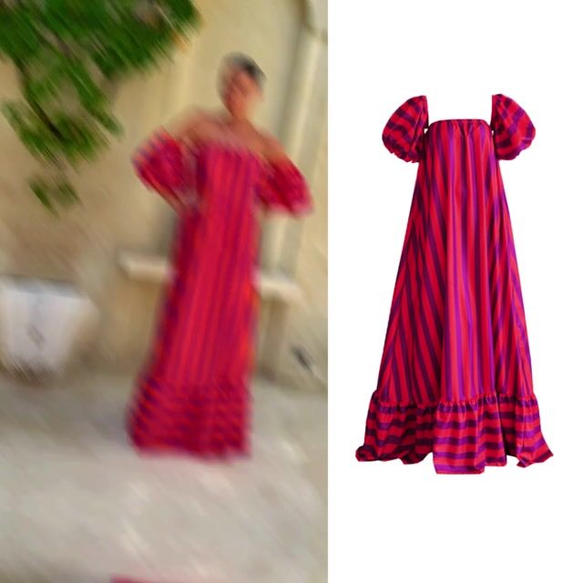 Detachable Sleeves Three-way Color Block Striped Maxi Dress