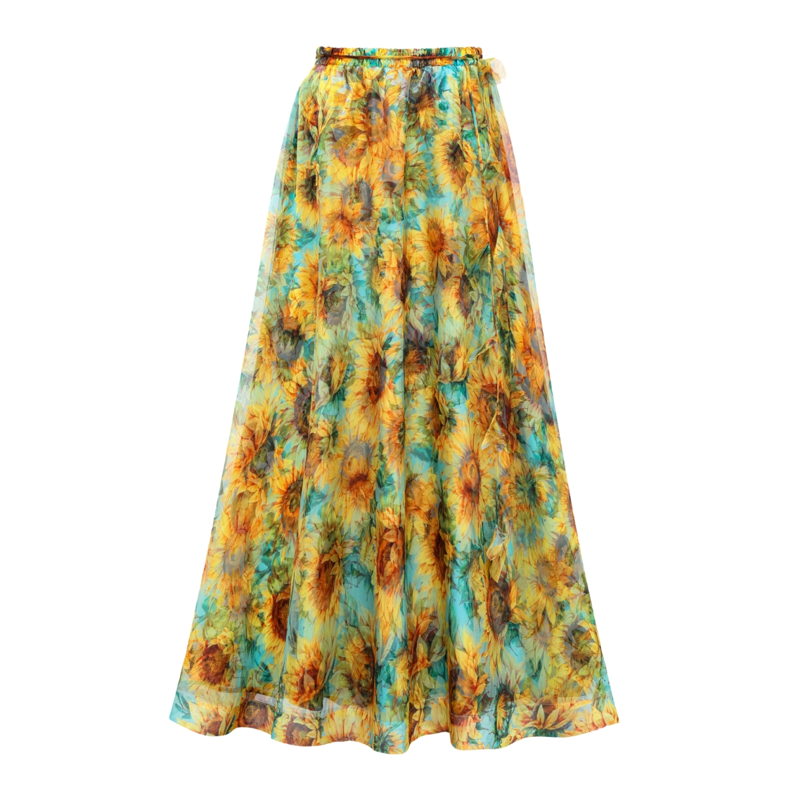 3D Sunflower Print One Shoulder One Piece Swimsuit and Skirt