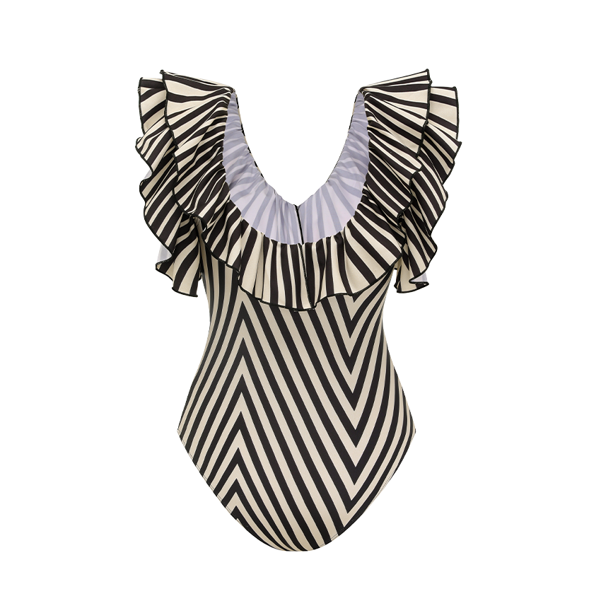 Ruffle Striped Print Swimsuit Set(s)