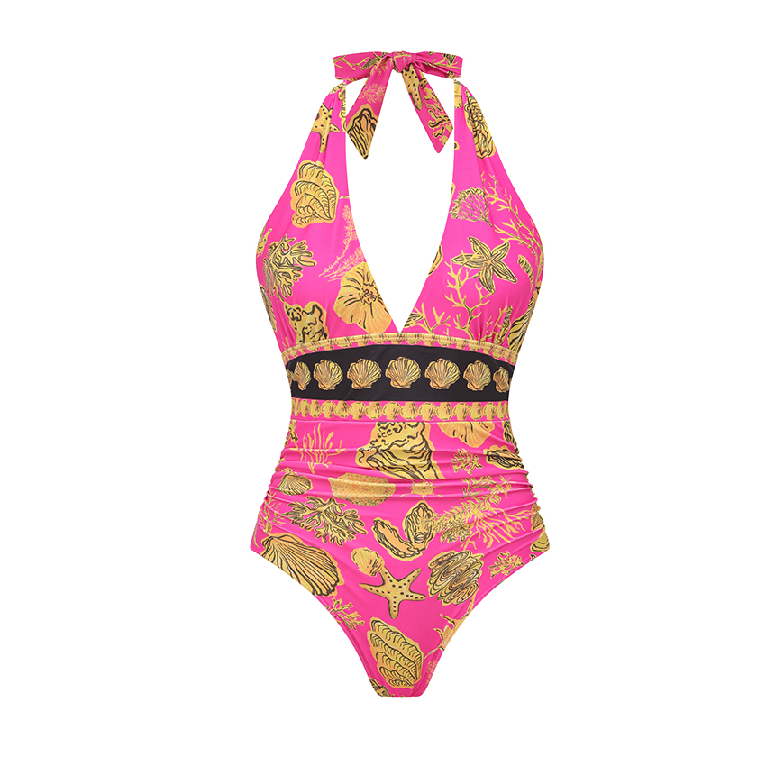 Halter Neck Seashell Print Vacation Swimsuit Set(s)