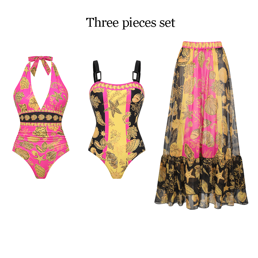 Sling Seashell Print Slimming Swimsuit Set(s)