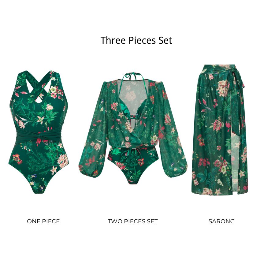 Netted Lantern Blossom Print Swimsuit Set(s)