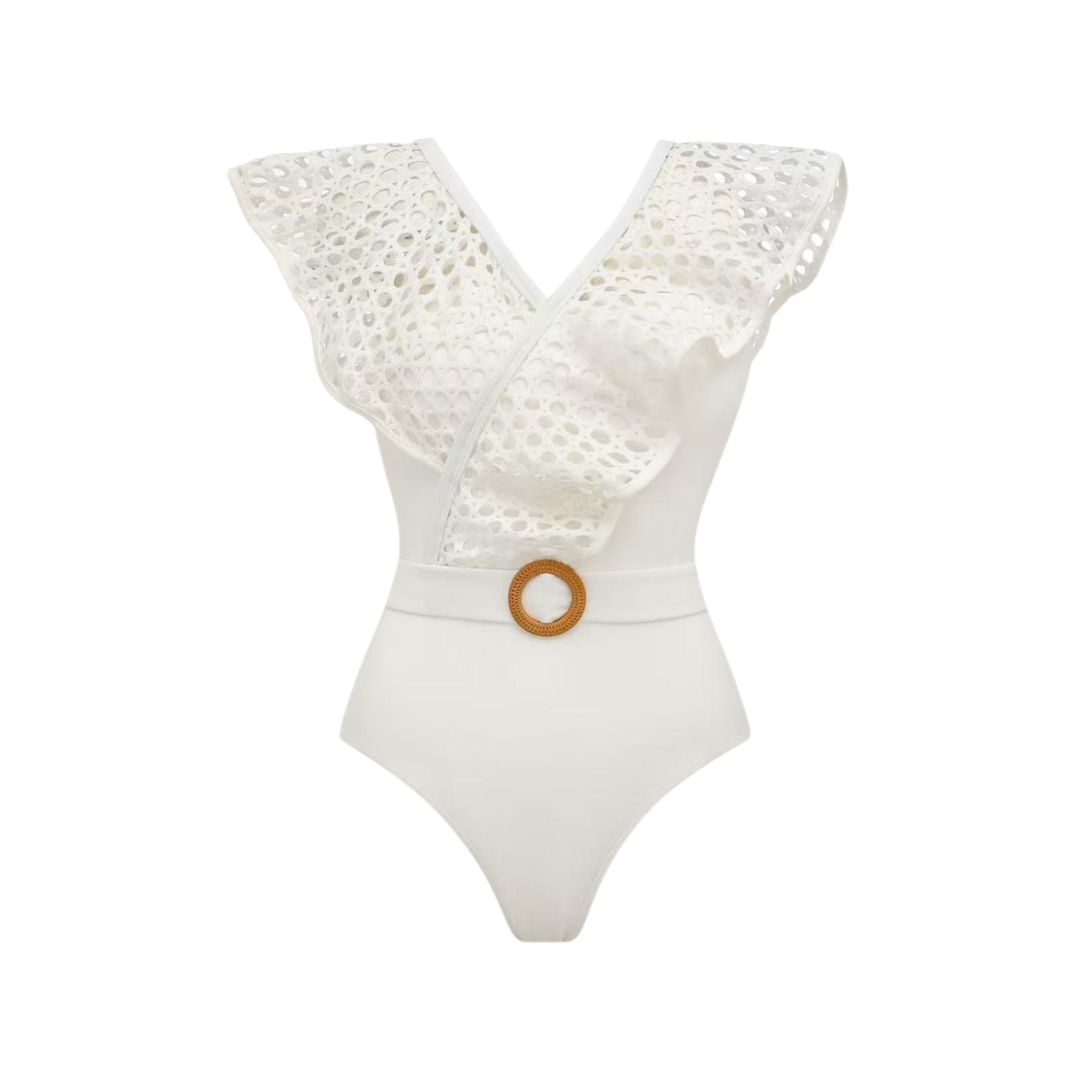 White Openwork Fabric Swimsuit Set(s)