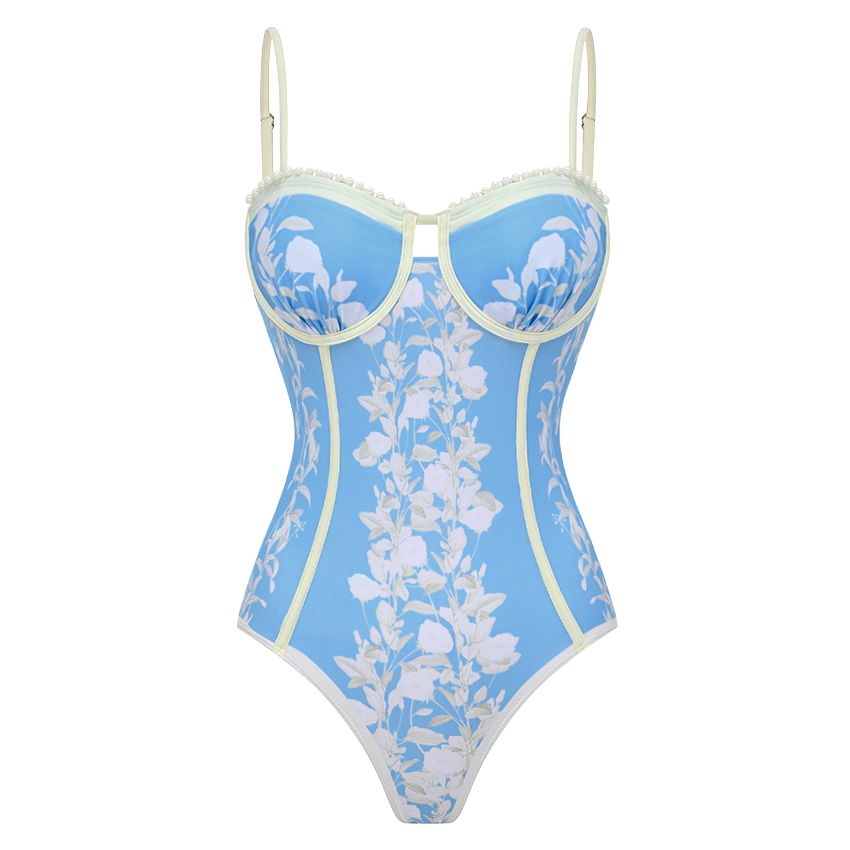 [Copy]Dark Cyan Slim & Sculpt Floral Swimsuit Set(s)