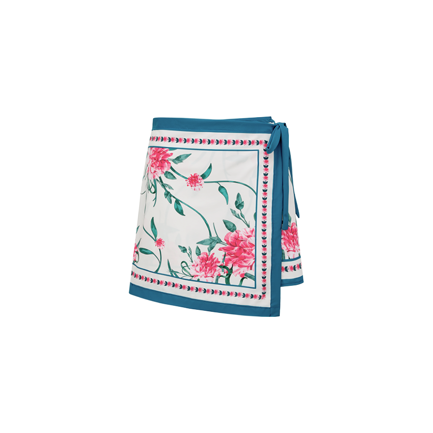 [Copy]Light Cyan & Teal Two-Piece Flower Print Swimsuit Set(s)