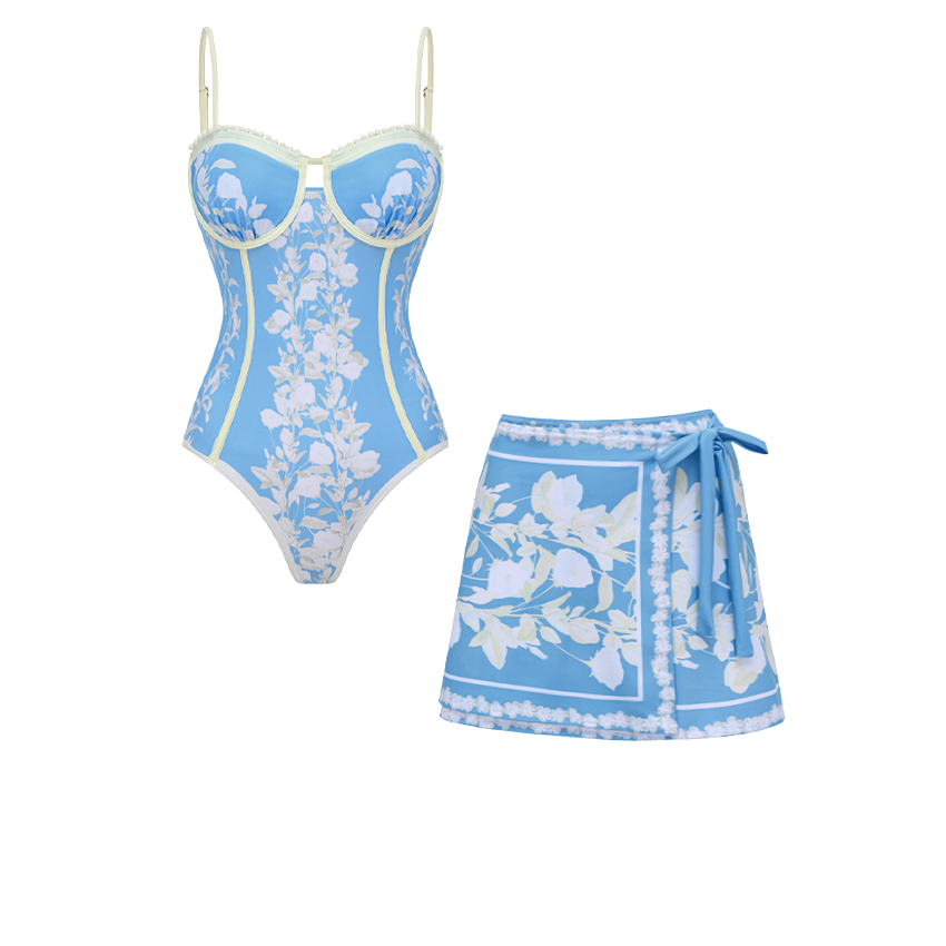 [Copy]Dark Cyan Slim & Sculpt Floral Swimsuit Set(s)