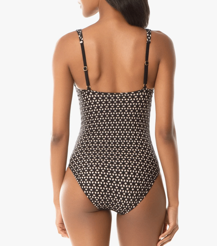 V Neck Black Printed Swimsuit Set(s)