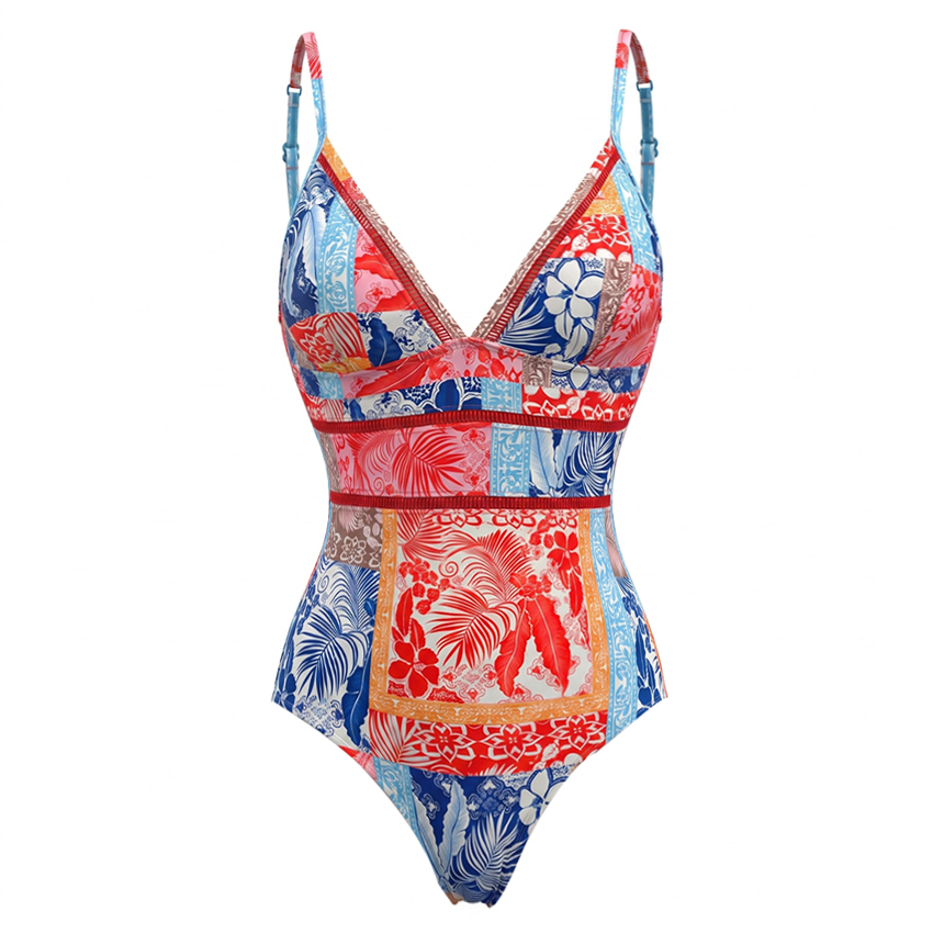 Bandeau Printed Lace Up Swimsuit Set(s)
