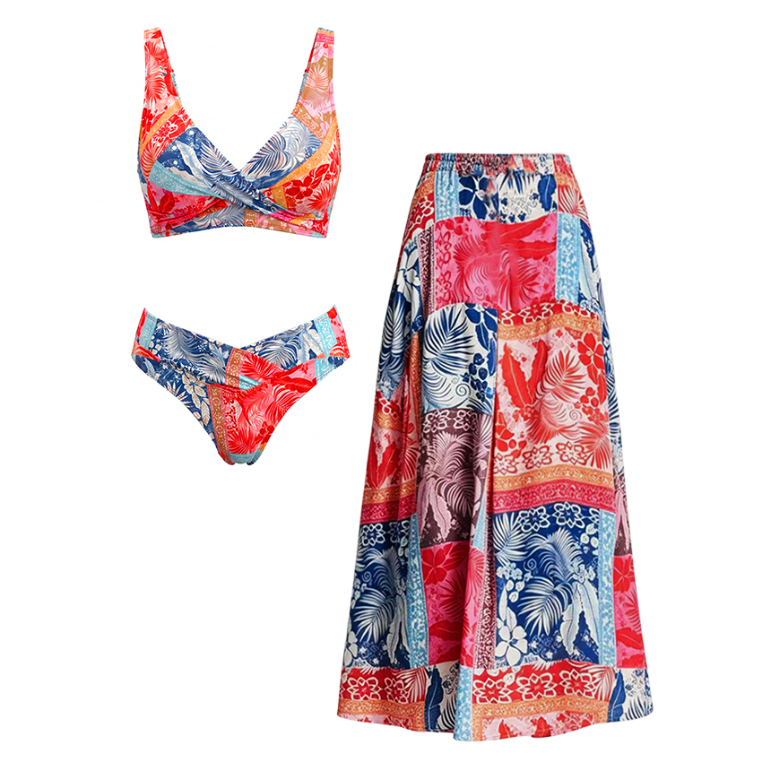 V Neck Printed Bikini Swimsuit Set(s)