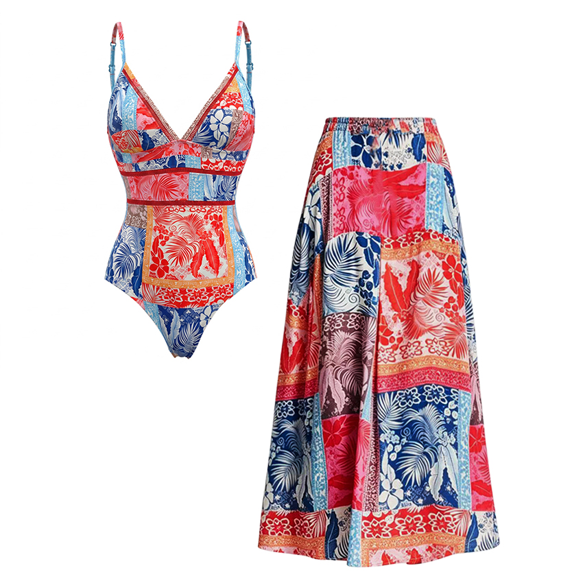 Bandeau Printed Lace Up Swimsuit Set(s)