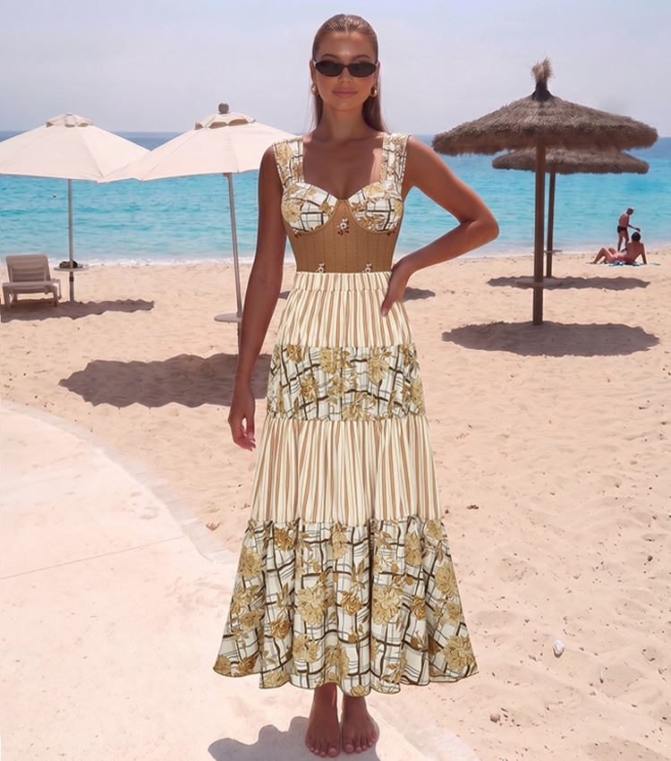 Underwire Flower Printed Paneling Swimsuit Set(s)