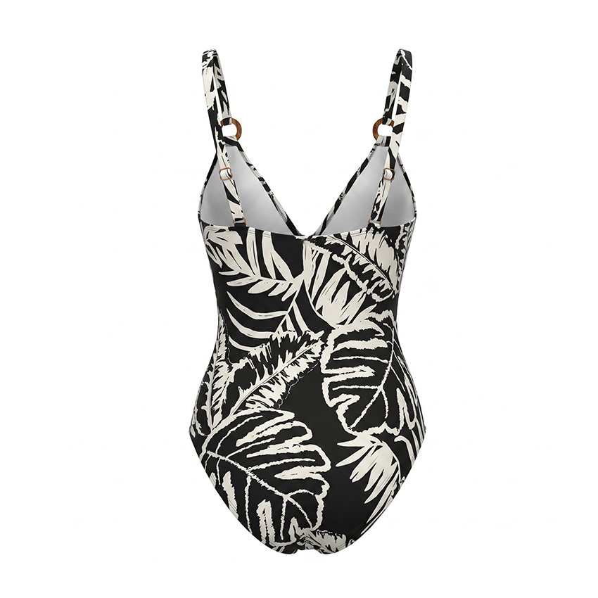 Sling O-ring Leaf print Swimsuit Set(s)