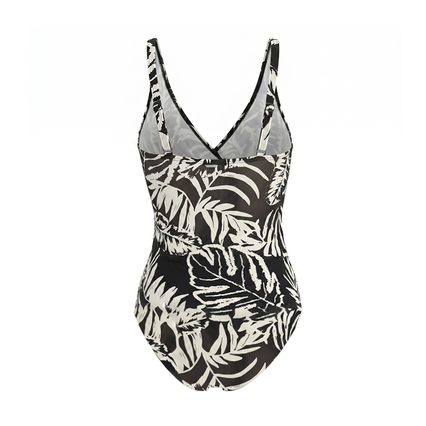 V Neck Leaf Print Tummy Control Swimsuit Set(s)