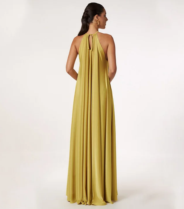 Lace Up Solid Color Maxi Dress
