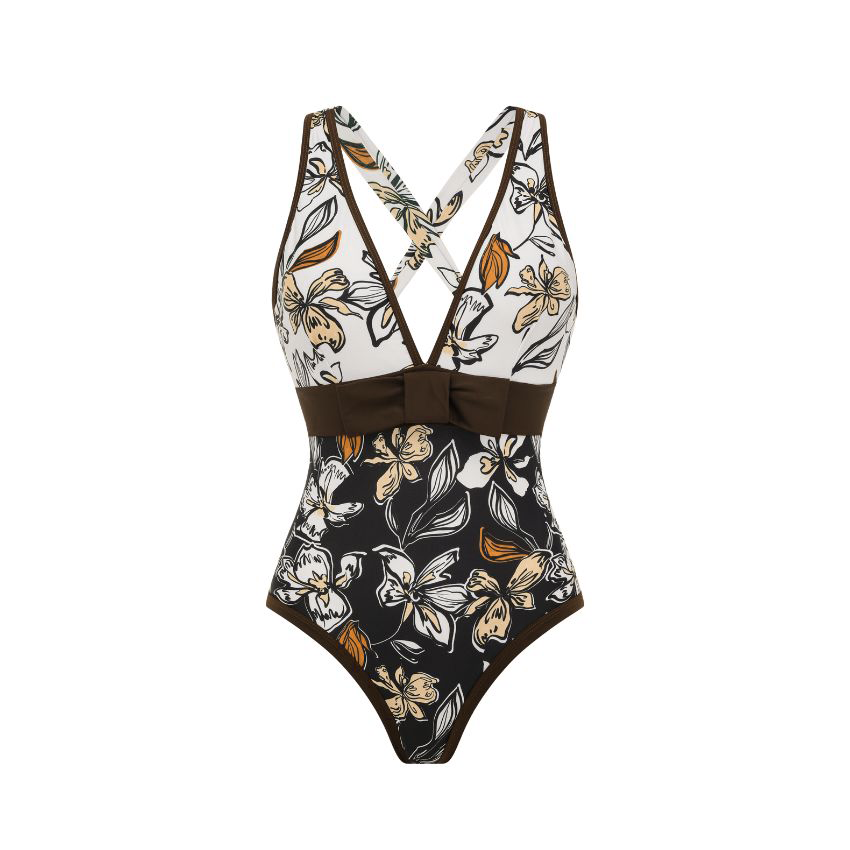 Bowknot Decor Printed Swimsuit Set(s)